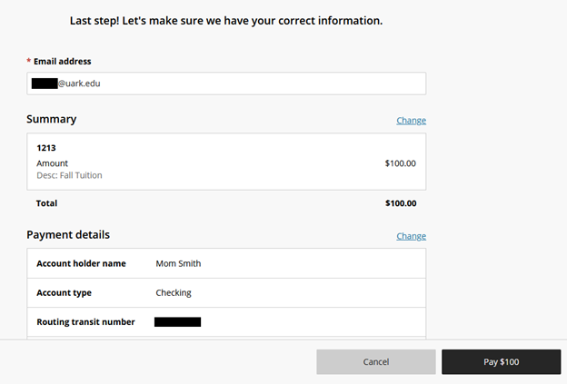 Boxes with saved bank account details. 