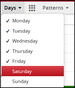 days drop-down menu options