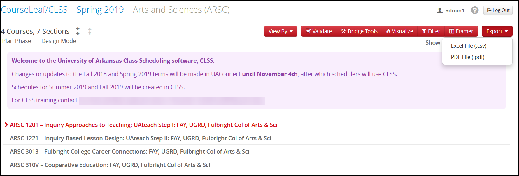 screenshot showing Export options to download report