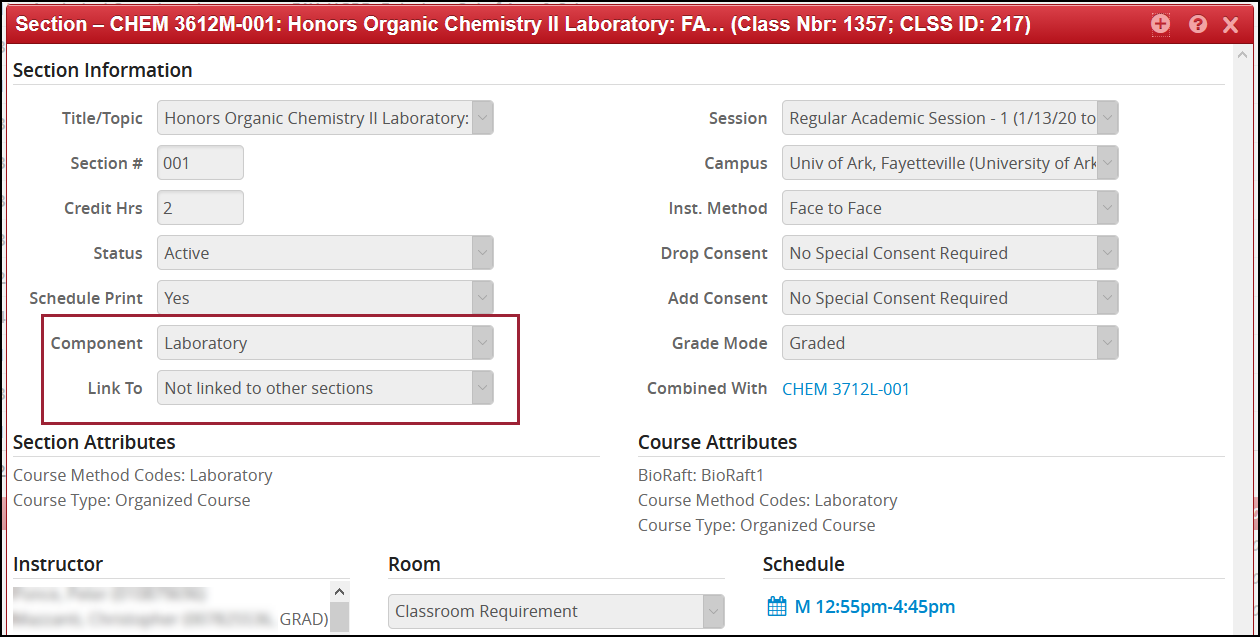 class linked to lab