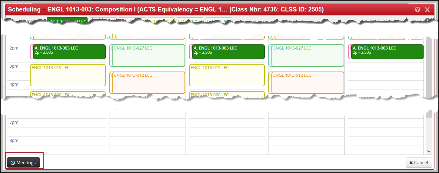 screenshot of Snapper Window highlighting the meetings button