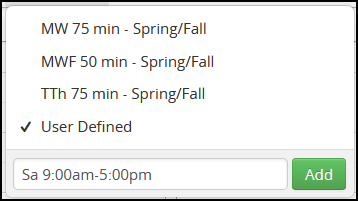 user defined meeting pattern