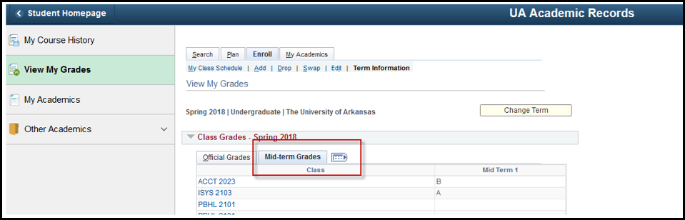 mid-term grades screenshot