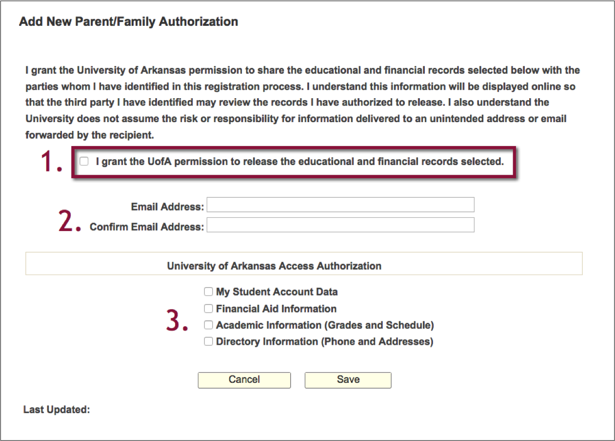 Add New Parent/Family Authorization