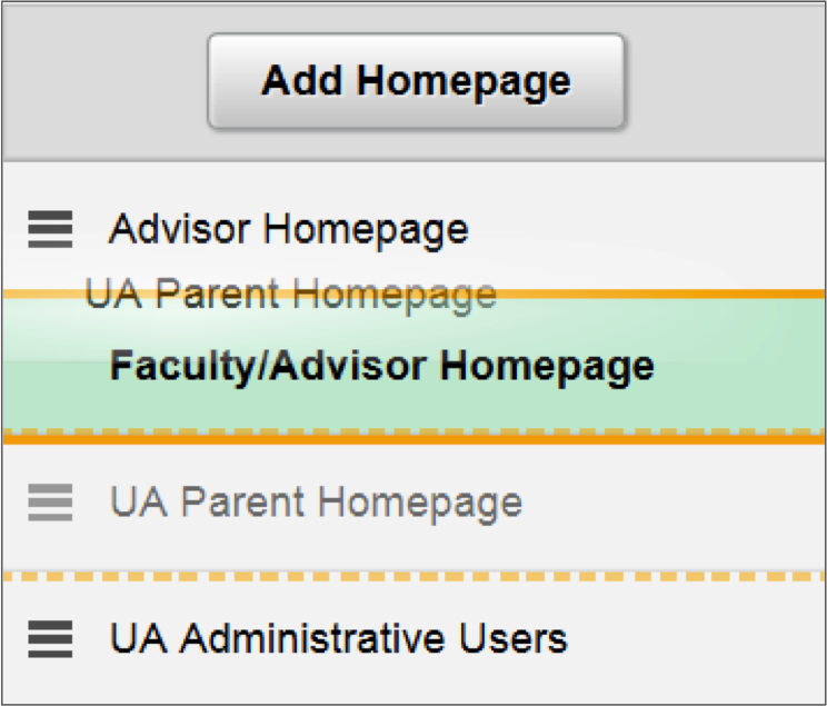 Dragging homepage change to top of list