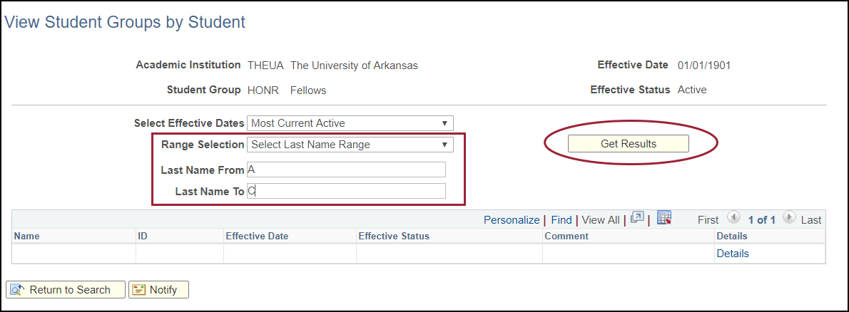 view list of students in student group parameters